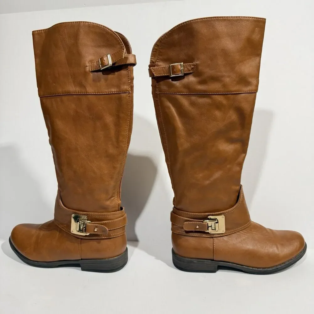 Women’s Montana-49 Brown Knee High Boots Size 8 Buckle Zip Riding Style